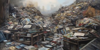 A landfill of paintings and copies. Generative inbreeding concept