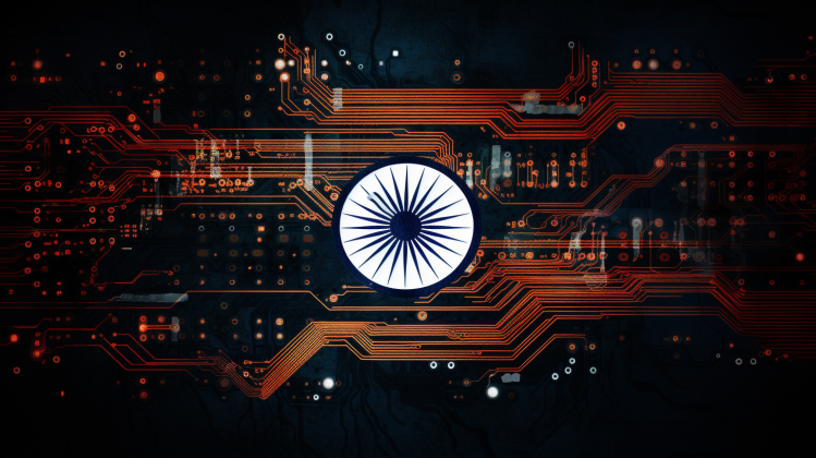 Flag of India made of circuits.