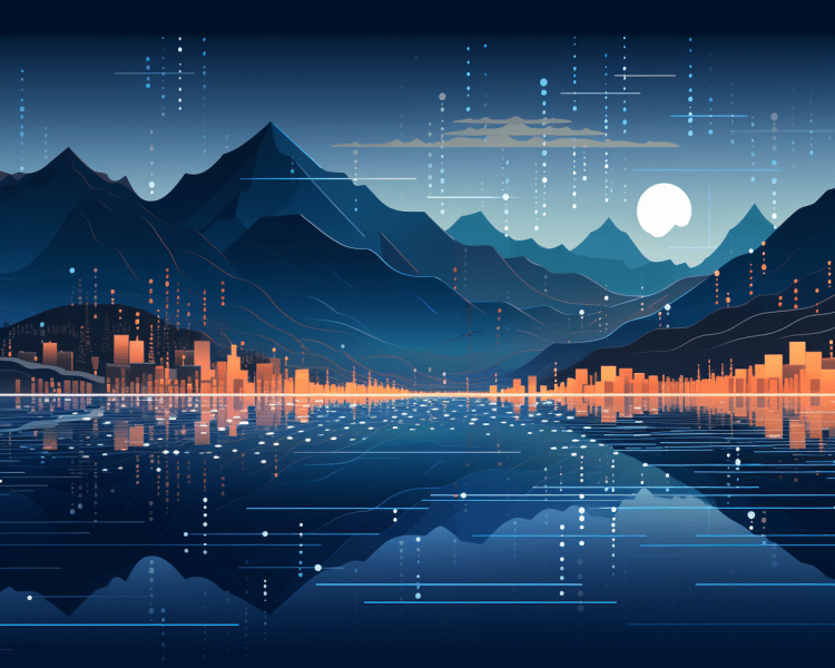 Vector art of a data lake.